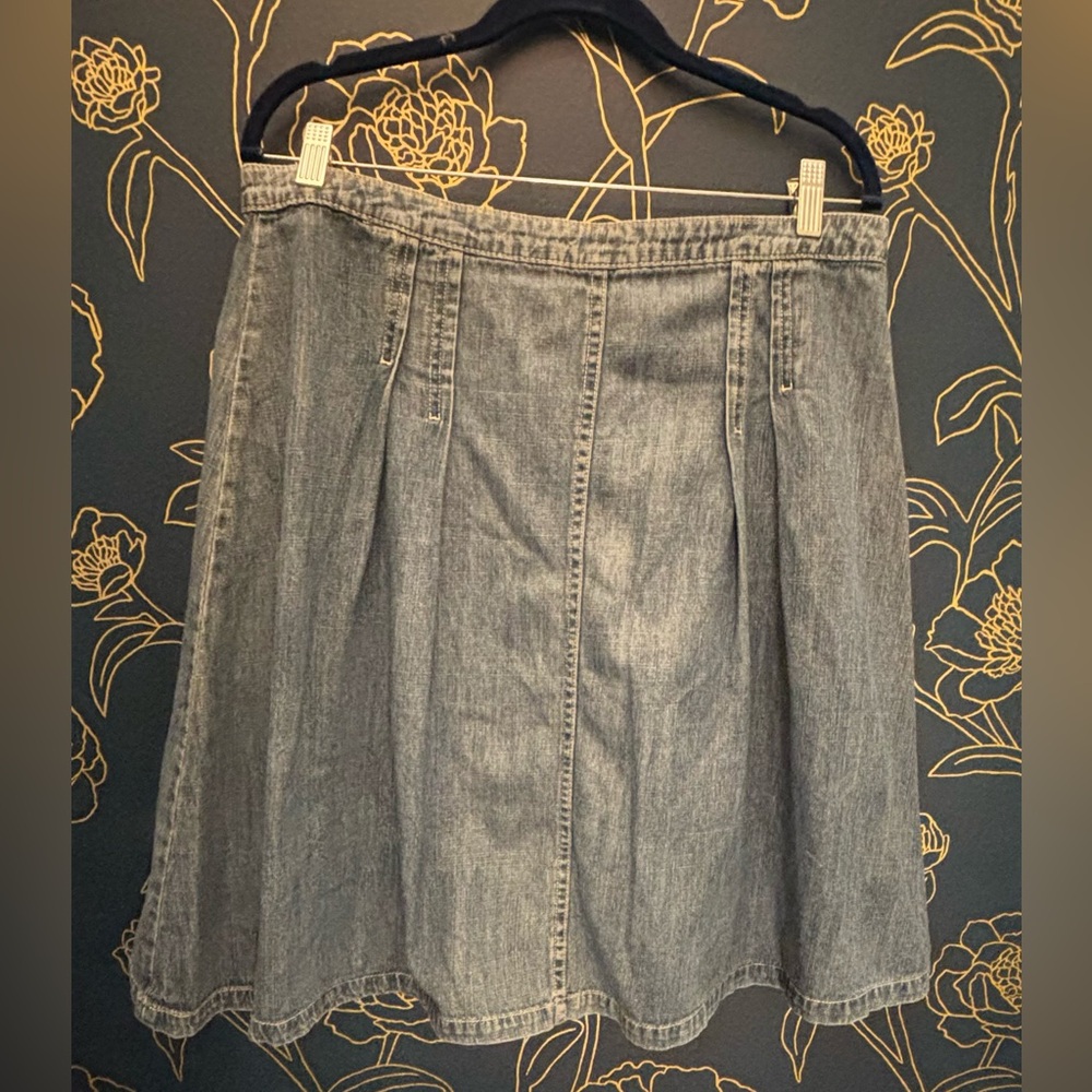 LINDEX denim CHAMBRAY cotton A-LINE midi skirt SWEEDISH size 42 (us 10) - Picture 2 of 7